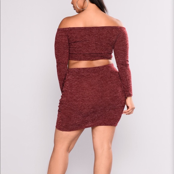 Plus Size! 🔥 Sexy two-piece in the color burgundy - Picture 3 of 6